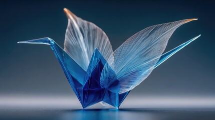  folded paper origami bird symbolizing peace, creativit handmade art, ideal for education posters, branding, or minimalist decorations emphasizing imagination and cultural craft appreciation elements.