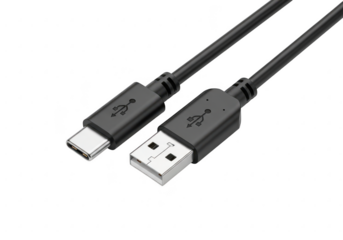 Usbc to usba cable isolated on transparent background