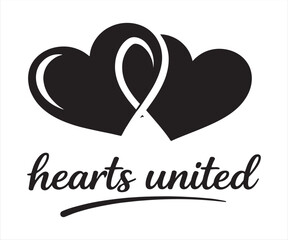 Hearts United Interlocked Heart Love Typography Illustration