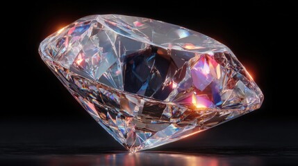 A transpare glowing crystal diamond isolated, fine reflections, a luxurious gem element representing beauty, exclusivity, value, love, and elegance used in jewelry and high-end premium product design.