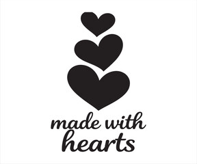 Made with Hearts Stacked Heart Icons Typography Illustration