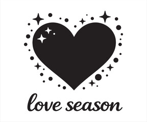 Love Season Sparkle Heart Typography Line Art Illustration