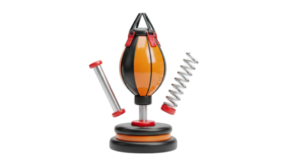 3D Speed Bag with Spring and Pole on transparent background