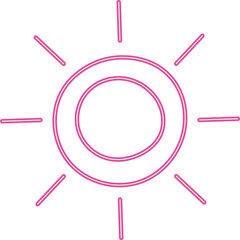 Doodle Kids Drawing Neon Sun