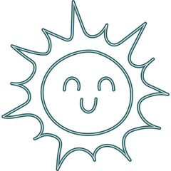 Doodle Kids Drawing Neon Sun