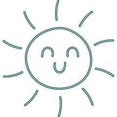 Doodle Kids Drawing Neon Sun