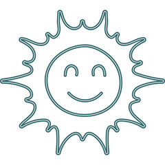 Doodle Kids Drawing Neon Sun