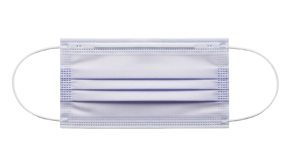 Medical face mask PNG isolated on transparent background, surgical procedure mask for healthcare and protection against virus and bacteria