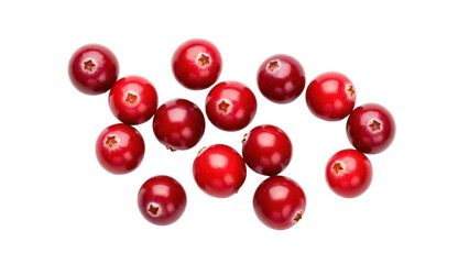 Pile of fresh red cranberries isolated PNG, vibrant and juicy berries on transparent background for healthy eating and festive designs © Emilija