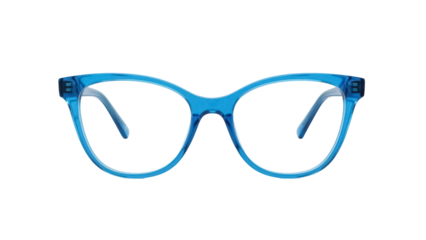 Stylish blue eyeglasses isolated PNG on transparent background, fashionable eyewear for vision correction and eye protection