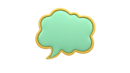 Mint green speech bubble PNG isolated on transparent background, cartoon style talk cloud for communication and message