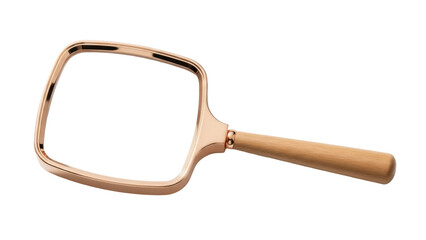 Elegant magnifying glass with wooden handle isolated PNG, vintage style search tool for reading and...