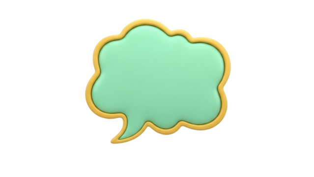 Mint green speech bubble PNG isolated on transparent background, cartoon style talk cloud for communication and message - Powered by Adobe
