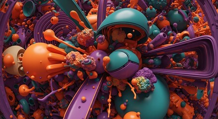 Vibrant abstract art with colorful shapes and dynamic forms