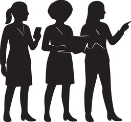 silhouettes of business women holding laptop