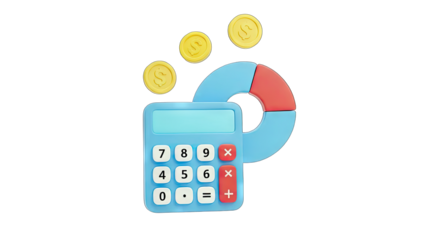 Calculator with Coins and Chart - Finance Concept