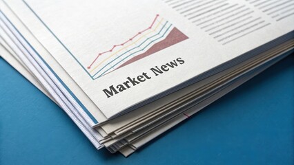 Market news headline with graph shows market reaction to financial news in newspaper, business concept