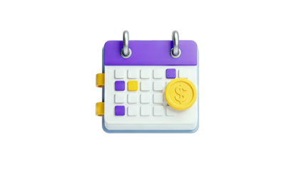 Calendar with Coin: Financial Planning Concept