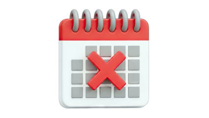 Calendar with Red X Mark - Cancelled Date Concept