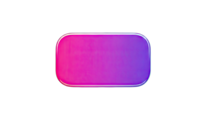 3D Rounded rectangle with gradient, isolated on transparent background