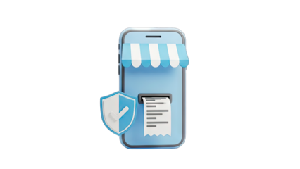 3D Secure Online Shopping Concept on transparent background