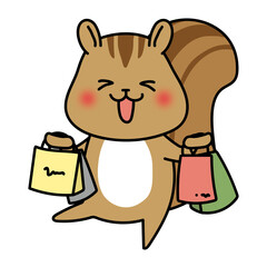 たくさんの買い物をしているリス