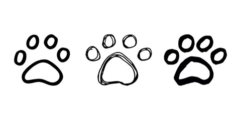 Set of hand drawn cute cat's paw Cat, dog, animal footprint in doodle style Single element for print, web, design, decor, greeting cards, children's prints © Daria Shane