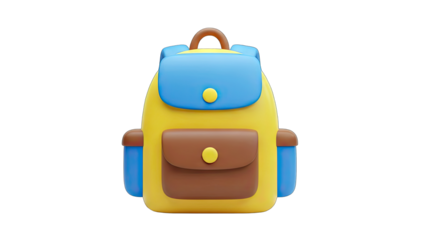 Cartoon Backpack Isolated on White Background