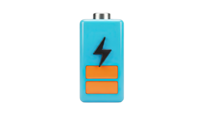 Cartoon Battery Charging Icon on White Background