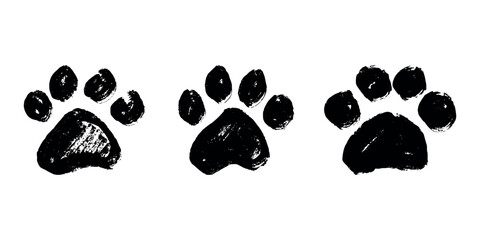 Set of hand drawn cute cat's paw Cat, dog, animal footprint in doodle style Single element for print, web, design, decor, greeting cards, children's prints © Daria Shane