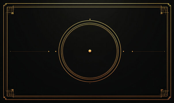 Minimalistic digital illustration of a celestial body system with geometric design.