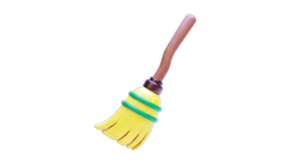 Cartoon Broom on White Background