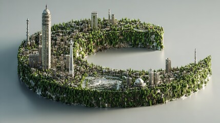 A waving green flag featuring a white crescent and star, symbolizing a nation