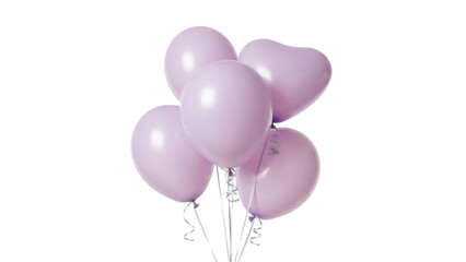 Pastel purple balloons isolated PNG, bunch of party balloons for birthday celebration and decoration on transparent background