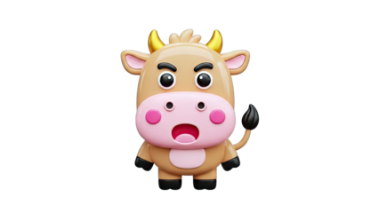 Cartoon Cow with Open Mouth on White Background