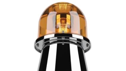 Amber emergency light PNG isolated on transparent background, vintage style warning beacon for roadside assistance and construction vehicles