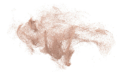 3D rendering of scattered sand granules or dirt on transparent background