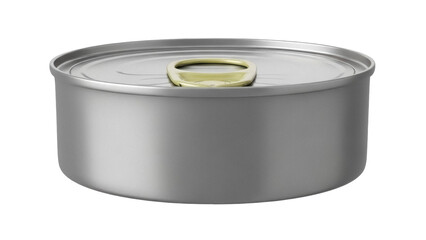 Silver pet food can isolated PNG on transparent background, canned food for cats and dogs, metal container for wet food, pull tab