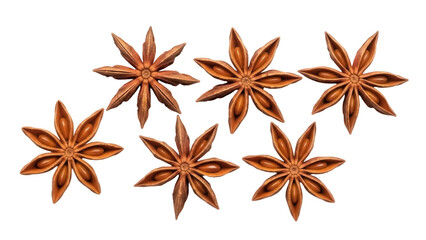 Aromatic star anise isolated PNG on transparent background, fragrant spice with distinctive flavor...