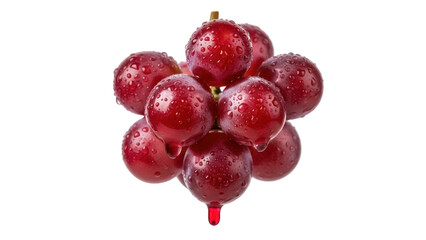 Fresh red grapes with water droplets isolated PNG, juicy fruit for healthy eating and summer refreshment on transparent background
