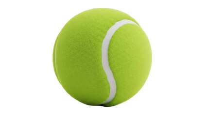 Bright green tennis ball PNG isolated on transparent background, sports equipment for recreation and competitive play