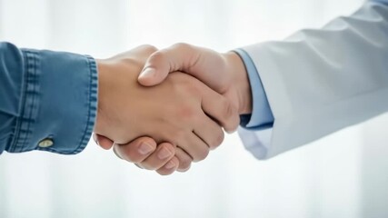 Patient and doctor shaking hand in close up, showing agreement and trust in medical consultation - Powered by Adobe