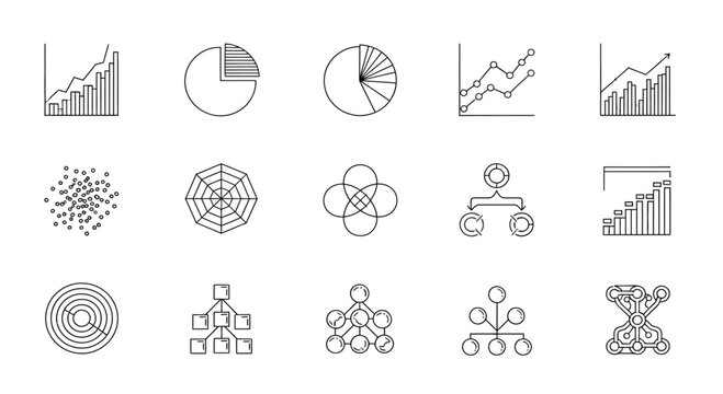 Collection of various data visualization icons