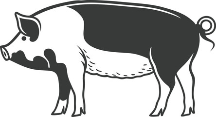 Obraz premium pig cartoon silhouette vector illustration 