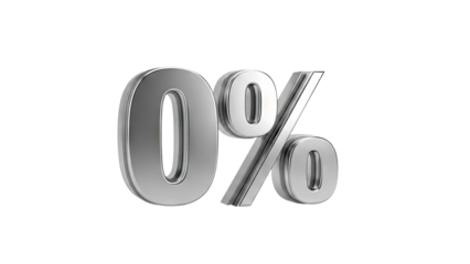 3D Zero Percent Discount on transparent background