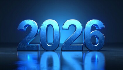 Golden 3D New Year 2026 number symbol for holiday celebration