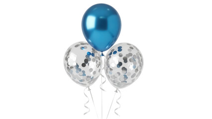 Festive blue and silver balloons isolated PNG, party decoration for birthday celebration and special events on transparent background © Ryan