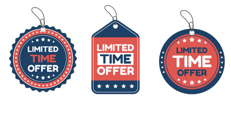 Limited time offer sale tag collection for coupon, voucher, product price tag, announcement and 3d marketing design.