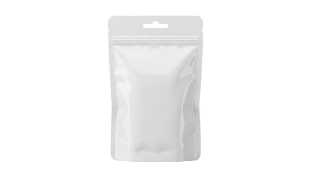 Blank stand-up pouch PNG isolated on transparent background, flexible packaging mockup for food or cosmetic products