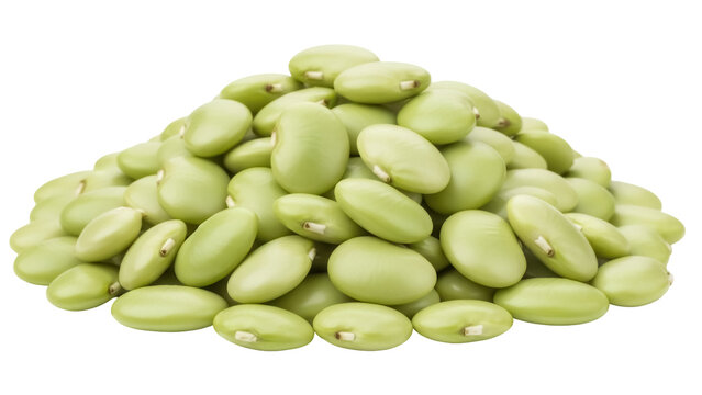 Pile of fresh green lima beans isolated PNG, healthy legume vegetable on transparent background for cooking and nutrition